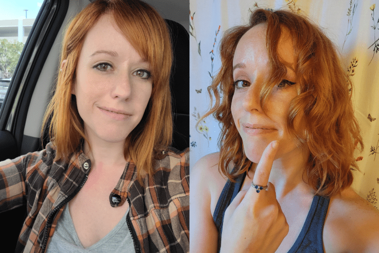 Stacie's Curls before and after virtual curl school