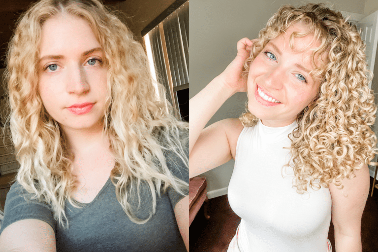 Barbara Before and After learning to take care of her curls